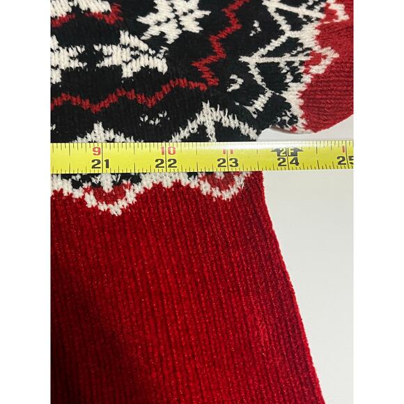 Vintage Nordic Fair Isle Cardigan – Red/Black/White With Intricate Silver Hooks - Picture 4 of 7